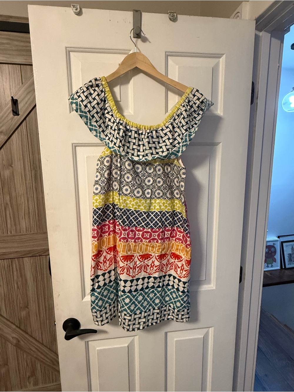 Vilagallo Multicolor Print Ruffle Dress Size 40 Cotton Made in Portugal (sz6/8)